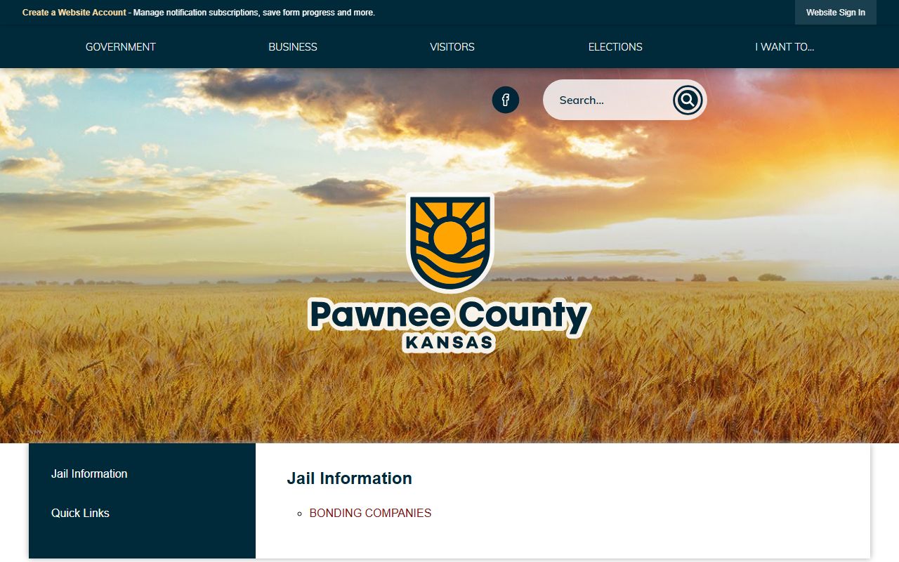 Pawnee County inmate search jail information page without an online roster
