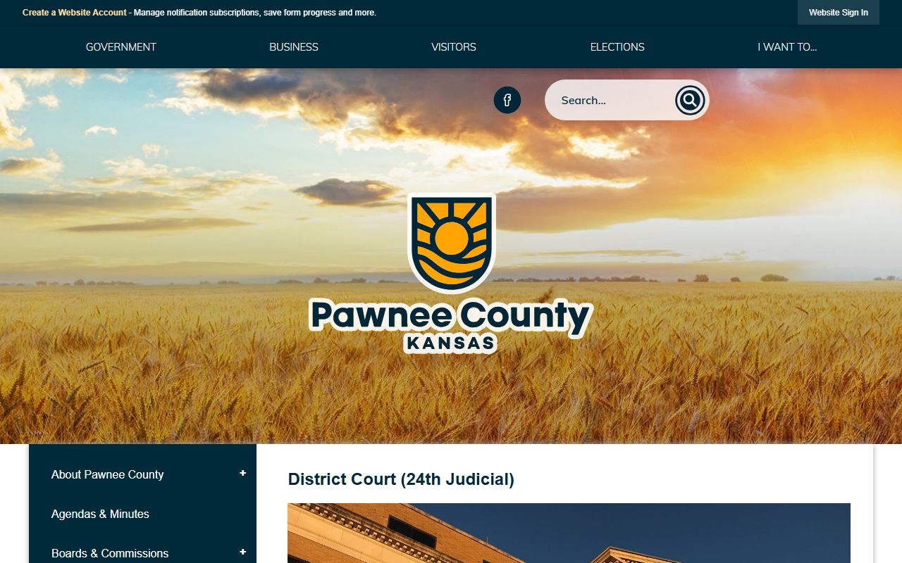 Pawnee County District Court page for court records after arrest